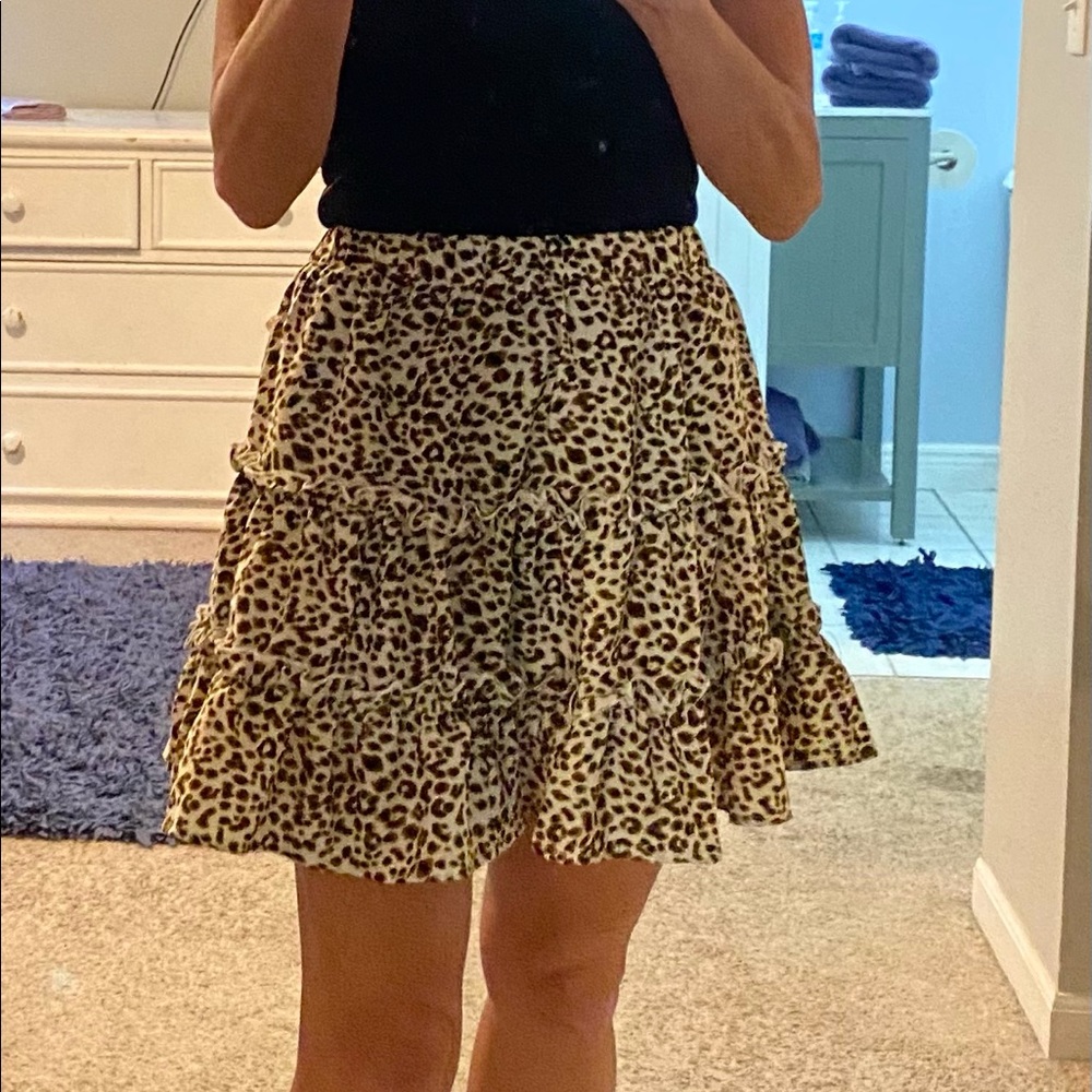 Cheetah print black and brown ruffle skirt